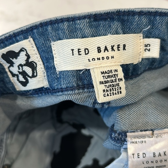 Ted Baker Morgani Straight Leg Blue Denim Jeans Raw Hem - Picture 13 of 15